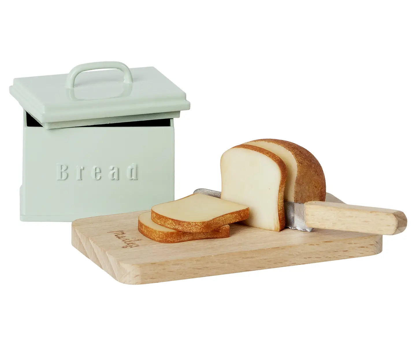 Brotkasten mit Schneidebrett und Messer